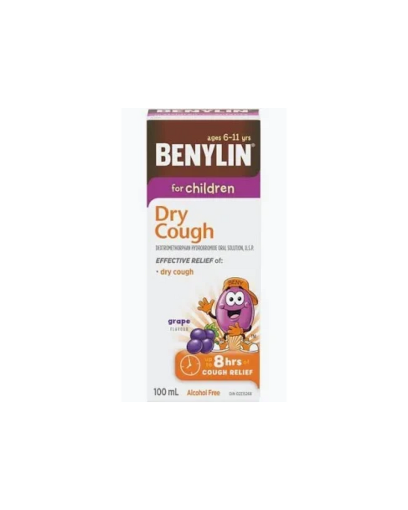 Benylin I Children's Dry Cough Syrup 어린이용 마른기침 시럽 포도맛 100ml || Feb 2027