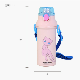 포켓몬 l 앵커 원터치 어깨끈 물병 뮤 480ml