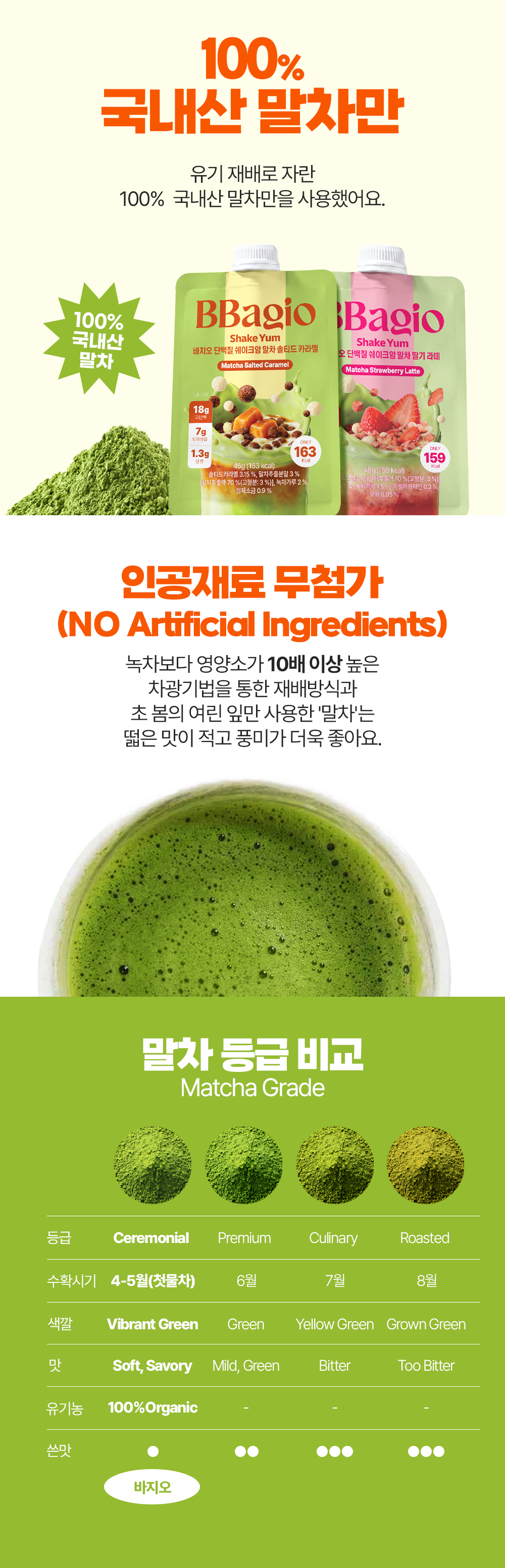 바지오 l 말차맛 단백질 쉐이크얌 45g* 7개입
