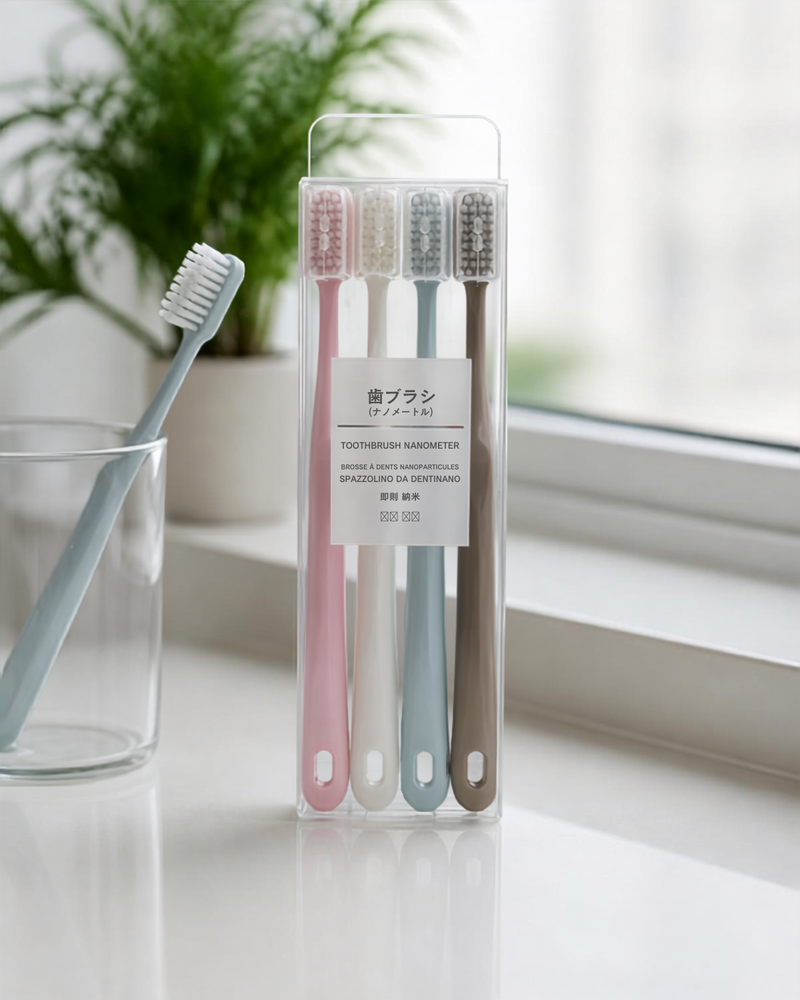 Daily Necessities l Premium Macaron 4-Pack Toothbrush 