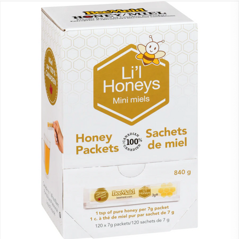 Beemaid l Li'L Honeys Honey 100% Pure Canadian • 100% 순수 꿀 개별포장 (7 G x 120's - 840 g)