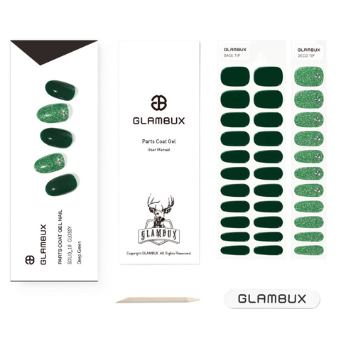 Glambux l Self Gel Nail • 셀프 젤 네일 스티커 솔리드 10 Deep Green - 딥 그린