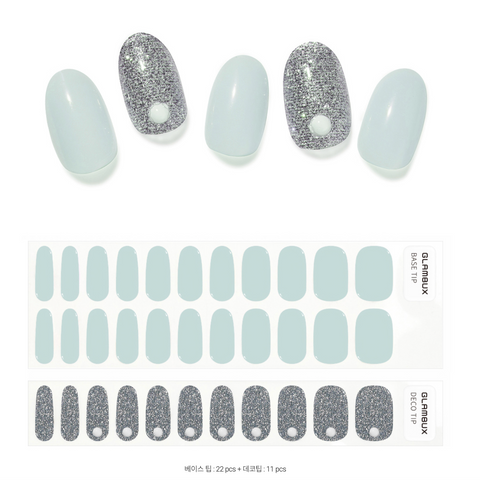 Glambux l Self Gel Nail • 셀프 젤 네일 스티커 솔리드 13 Blue Gray - 블루 그레이
