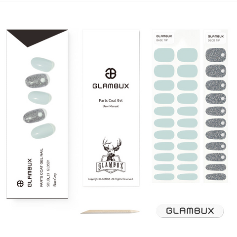 Glambux l Self Gel Nail • 셀프 젤 네일 스티커 솔리드 13 Blue Gray - 블루 그레이