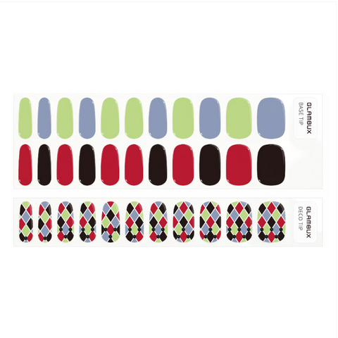 Glambux l Self Gel Nail • 셀프 젤 네일 스티커 아트 11 Harlequin Check - 할리퀸 체크