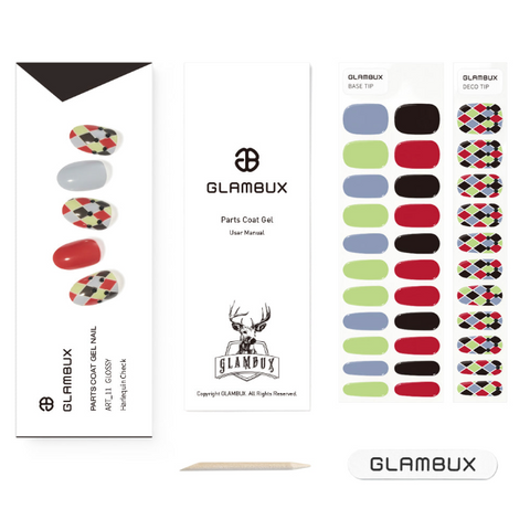 Glambux l Self Gel Nail • 셀프 젤 네일 스티커 아트 11 Harlequin Check - 할리퀸 체크