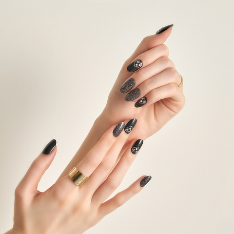 Glambux l Self Gel Nail • 셀프 젤 네일 스티커 스와로브스키 01 Black Heart - 블랙 하트