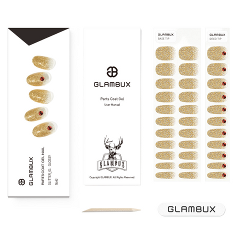Glambux l Self Gel Nail • 셀프 젤 네일 스티커 글리터 01 Gold - 골드