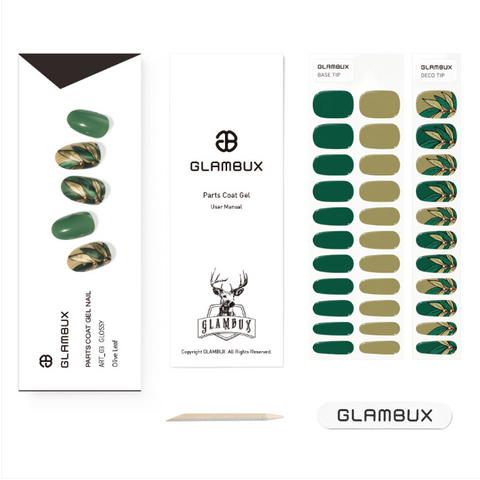 Glambux l Self Gel Nail • 셀프 젤 네일 스티커 아트 03 Olive Leaf - 올리브 리프