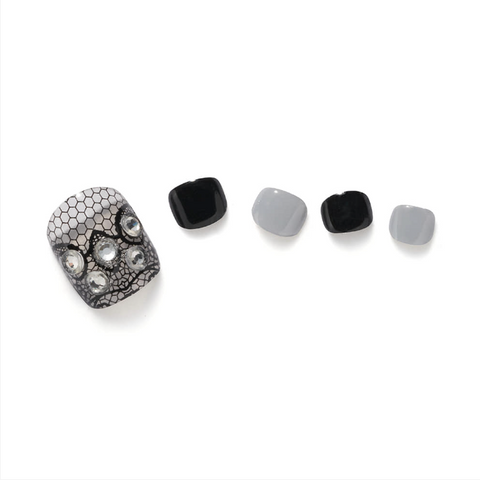 Glambux l Self Gel Pedi Nail • 셀프 젤 페디 스티커 08 Black Fishnet - 블랙 피쉬넷