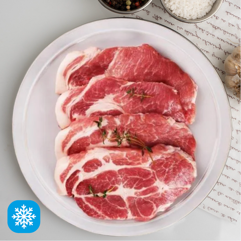 Baro Meat l Premium Pork Collar for Grilling • 프리미엄 돼지목살 (구이용) 1LB