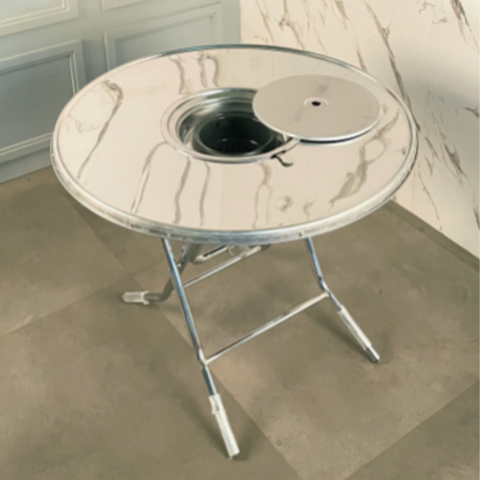 💥바로배송 l 추억의 포장마차 테이블 (숯불 로스타+ 고기불판) + 라탄의자 6개 Korean BBQ Grill table