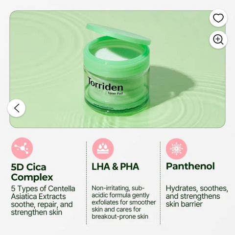Torriden l 토리든 밸런스풀 시카 토너 패드 180ml / 60pads