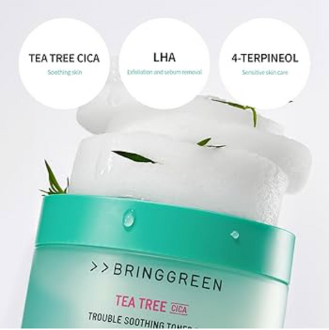 BRING GREEN | 티트리 시카 수딩 토너 패드 (90매 / 5.29 fl.oz.)