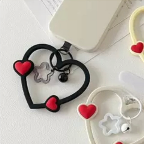 Cell Phone Accessories l Handmade Silicone Heart Strap - Ivory or Black