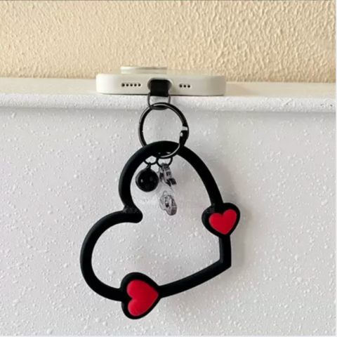 Cell Phone Accessories l Handmade Silicone Heart Strap - Ivory or Black