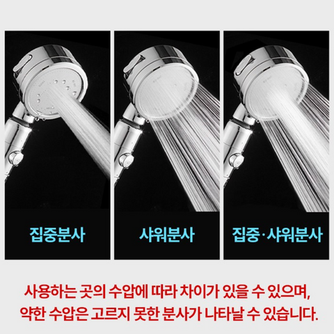코멧 l 홈 3단 수압조절 절수 샤워기 헤드 실버