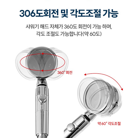코멧 l 홈 3단 수압조절 절수 샤워기 헤드 실버