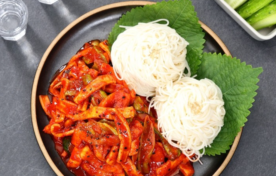 A day for something tangy, spicy squid salad