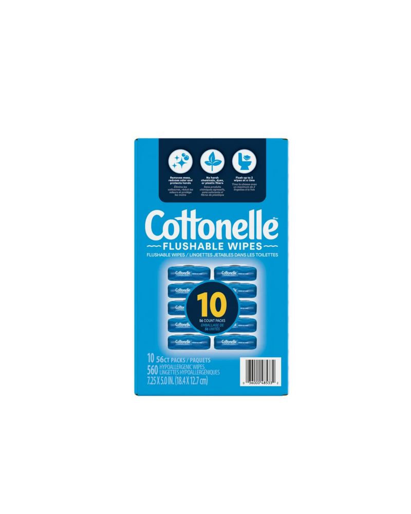 Cottonelle l Flushable Wipes Bidet Wipes, 560 Count