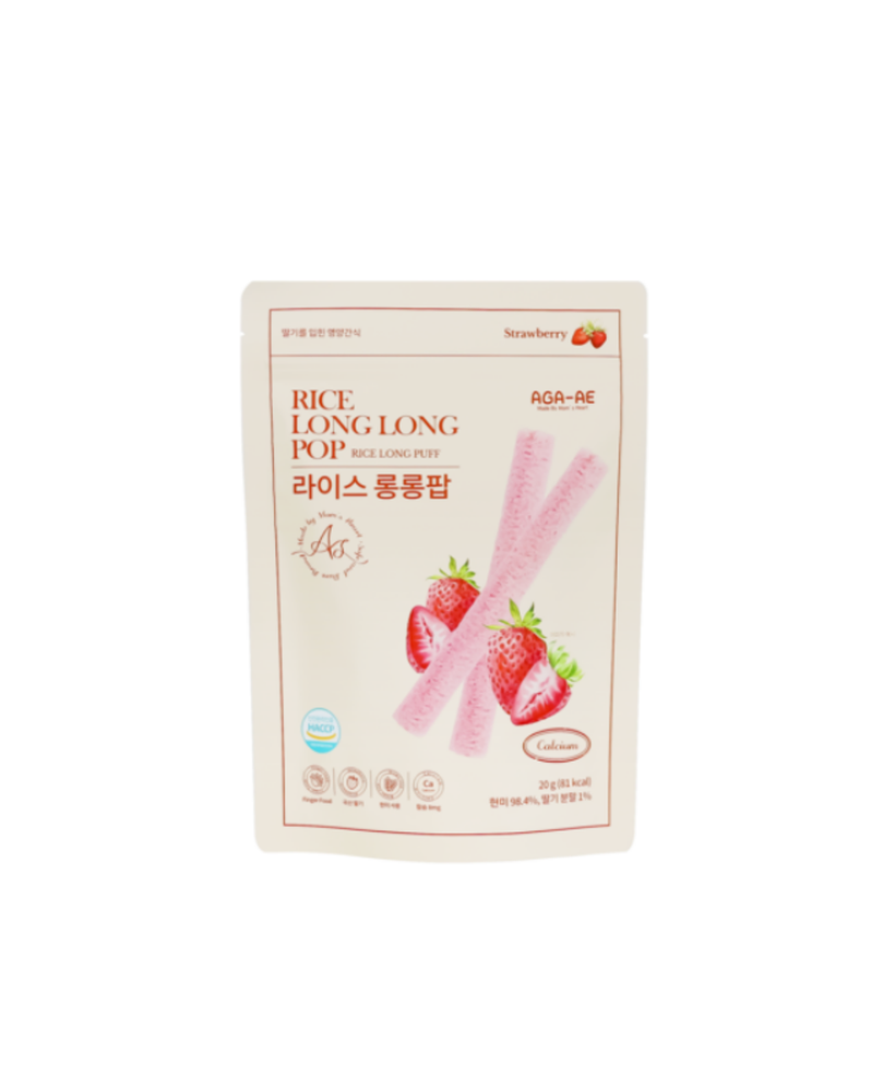 아가애 l 유기농 라이스 롱롱팝 딸기 20g