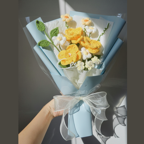 BRIO Gift Studio l 크로쉐 핸드메이드 플라워부케-데이지 프리지아