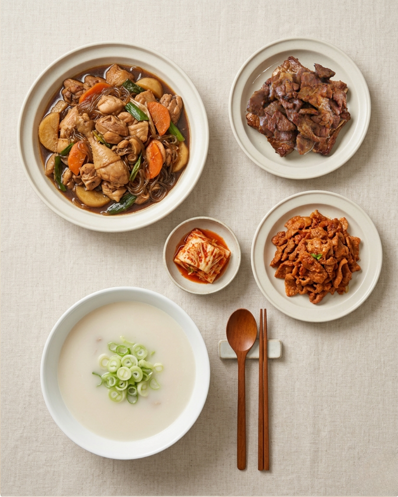 Sauceman l Special Meat Trio II - Andong Jjimdak + Pork Ribs + Stir-fried Pork + Beef Bone Broth
