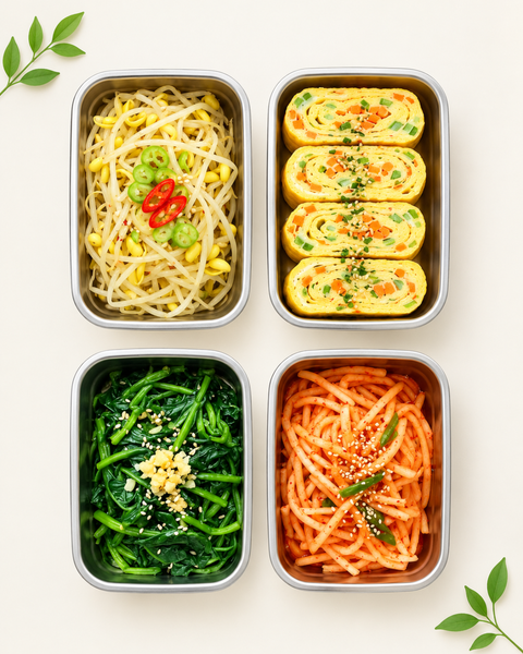 Yeonhui-dong I 4 Popular Side Dishes || Seasoned Bean Sprouts, Rolled Omelet, Seasoned Spinach, Spicy Radish Salad