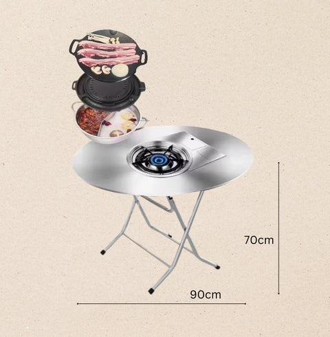 2nd Group Order | Nostalgic Street Stall Table (Built-in Gas Burner) + 6 Rattan Chairs