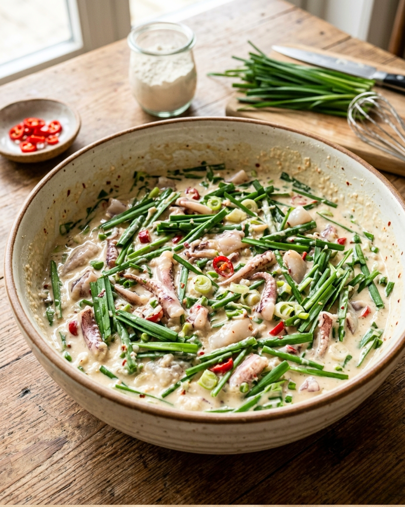 Modni l Squid and chive pancake Mix 500g